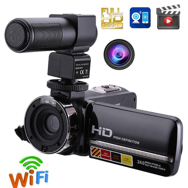 1080P Full HD Camcorder Remote Control Infrared Night Vision Camera 24MP 16X Digital Zoom Video Camera w/ Microphone Touchscreen