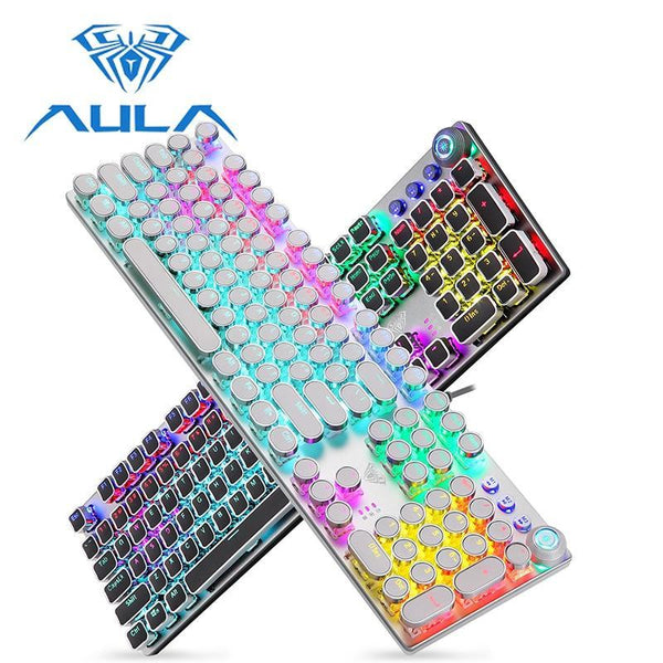 AULA Mechanical Gaming Keyboard Retro Steampunk RGB LED Backlit 104 keys