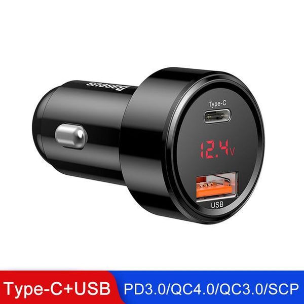 Baseus 45W Quick Charge 4.0 3.0 USB Car Charger for Xiaomi Mi Huawei Supercharge SCP QC4.0 QC3.0 Fast PD USB C Car Phone Charger