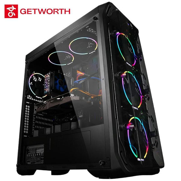 GETWORTH R31 Liquid Cooling Computer Intel I7 Desktop I7 8700K GTX1060 6GB WD 240G SSD 8G RAM Win10 5 LED Fans Water Cooling PC