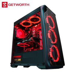 GETWORTH R35 High End Gaming Computer I7 9700K GTX1060 240GB SSD 8GB RAM Z390 Brand New Red Series PC Water Cooling