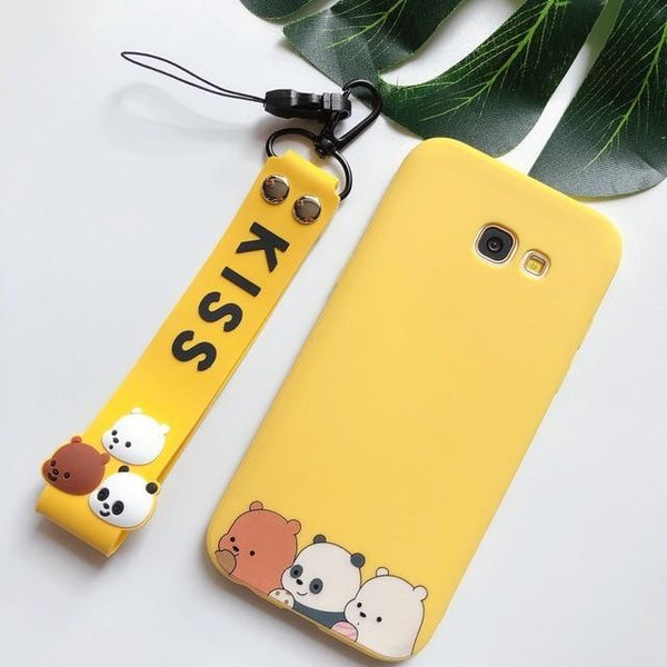 J3 J5 J7 Soft Case for Etui Samsung Galaxy J5 2017 EU Case 3D Kawaii Lanyard silicone Cover for Samsung J3 J5 J7 2016 Phone Case