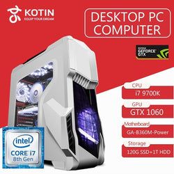 KOTIN Z2 Gaming PC Intel I7 9700K GTX1060 6GB GPU 120GB SSD 1TB HDD Gaming Desktop ASUS B360M 8GB RAM Computer PUBG 4 fans