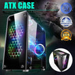 LEORY Mini ATX Gaming Computer  PC Cases Towers Glass Panel Desktop Computer Mainframe Full-side Transparent Chassis