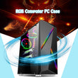 LEORY Transparente Computer PC Case Gaming Tower ATX Audio with 2 RGB Color Changing Light Strips 350X170X420mm