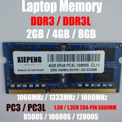 Laptop 4GB DDR3 1333MHz PC3 10600 RAM 8GB 2Rx8 PC3L-12800 S 2GB PC3-8500S 1066MHz Notebook Memory Support DDR3 1600mhz Computer