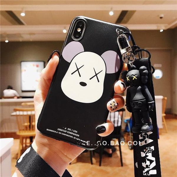 Luxury Hot Japan brand 3D Keychain cute Cartoon Silicone lanyard phone case for iphone X XR XS Max 7 8 plus 6S cover