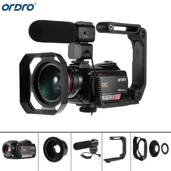 Ordro AC5 4K UHD Digital Video Cameras Camcorders Zoom 12X FHD 24MP WiFi IPS Touch Screen Digtal Optical DV Mini Camcorders