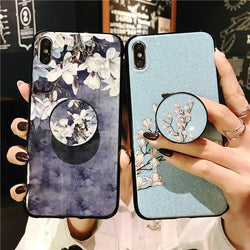 Ring Holder Stand Phone Case For Samsung Galaxy A6 A6S A7 A8 Plus A8s A8s A9 Star A9Pro 2019 Flower Soft Silicone Cover Coque