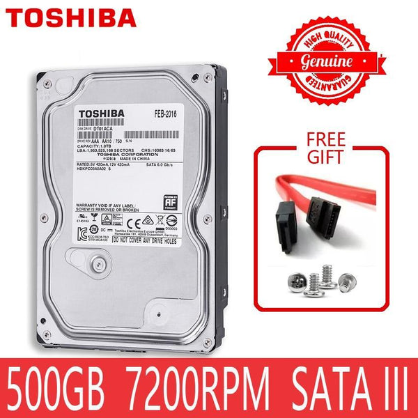 TOSHIBA 500GB Internal Hard Drive Disk Harddisk HDD HD 500 GB 500G SATA III 3.5" 7200 RPM 32M Cache for Desktop Computer