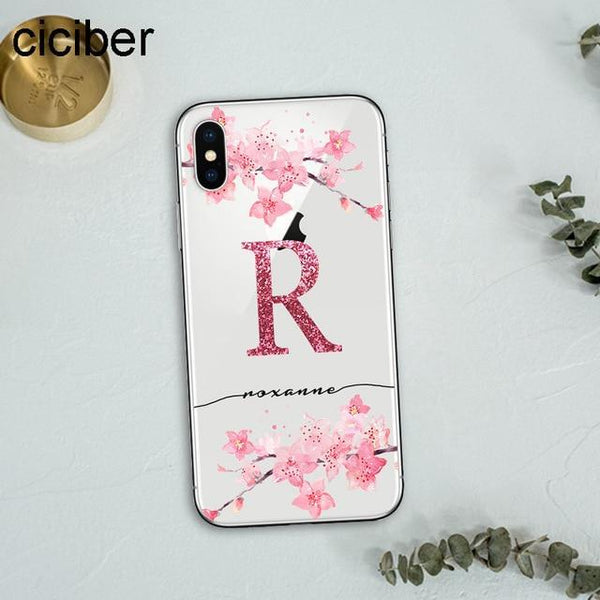 ciciber DIY Name Custom Design Name for iPhone Case 7 6 8 6s Plus X XR XS MAX Funda Phone Case for Samsung S10 S9 S10+ Plus S10e