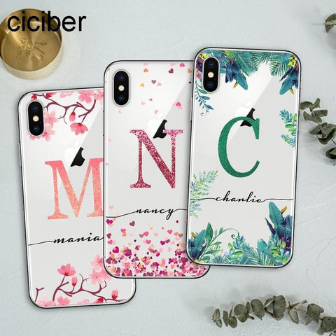 ciciber DIY Name Custom Design Name for iPhone Case 7 6 8 6s Plus X XR XS MAX Funda Phone Case for Samsung S10 S9 S10+ Plus S10e