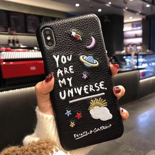 maosenguoji luxury Embroidery Cortex Planet funny Mobile Phone Case for iphone 6 6s plus 7 8 plus X 10 XR XS MAX fashion Couple